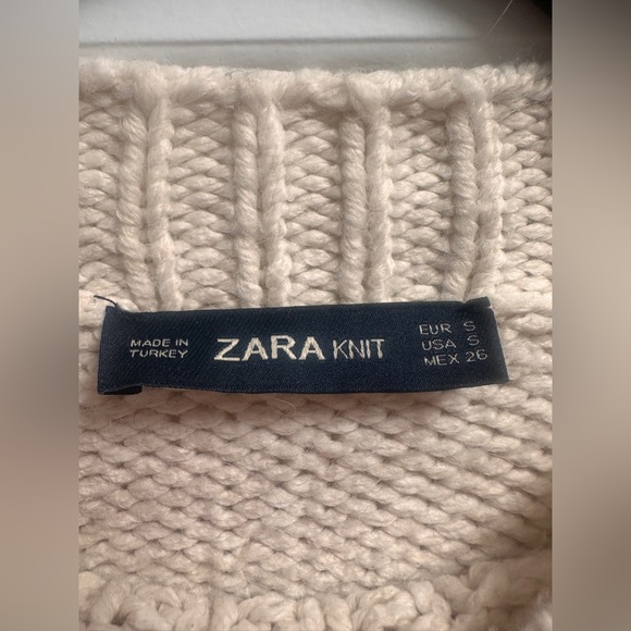 Zara Cream mock neck chunky novelty knit sweater - Picture 4 of 5